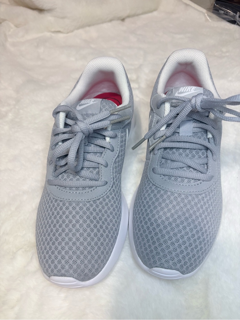 Nike Women's Light Gray Mesh Running Sneakers with White Swoosh - Picture 4 of 14